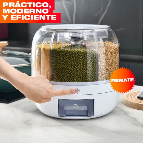 DISPENSADOR ORGANIZADOR GIRATORIO DE GRANOS Y ARROZ