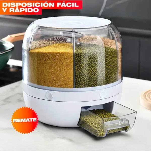 DISPENSADOR ORGANIZADOR GIRATORIO DE GRANOS Y ARROZ
