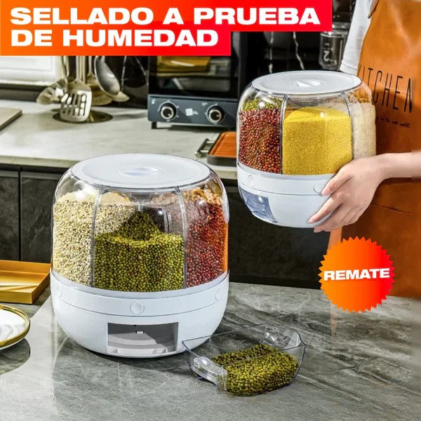 DISPENSADOR ORGANIZADOR GIRATORIO DE GRANOS Y ARROZ